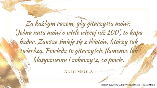 Za każdym razem, gdy gitarzysta mówi: 'Jedna nuta mówi o wiele więcej niż 100', to kupa bzdur. Zawsze śmieję się z idiotów, którzy tak twierdzą. Powiedz to gitarzyście flamenco lub klasycznemu i zobaczysz, co powie.